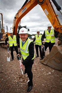 Tom Spaul from Veolia Environmental Services UK (front) and (l-r) Christophe Riegert from CNIM, Staffordshire council leader Philip Atkins and Clugston Group chief executive Stephen Martin
